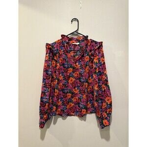 Avara Floral V Neck Long Sleeve Blouse S
